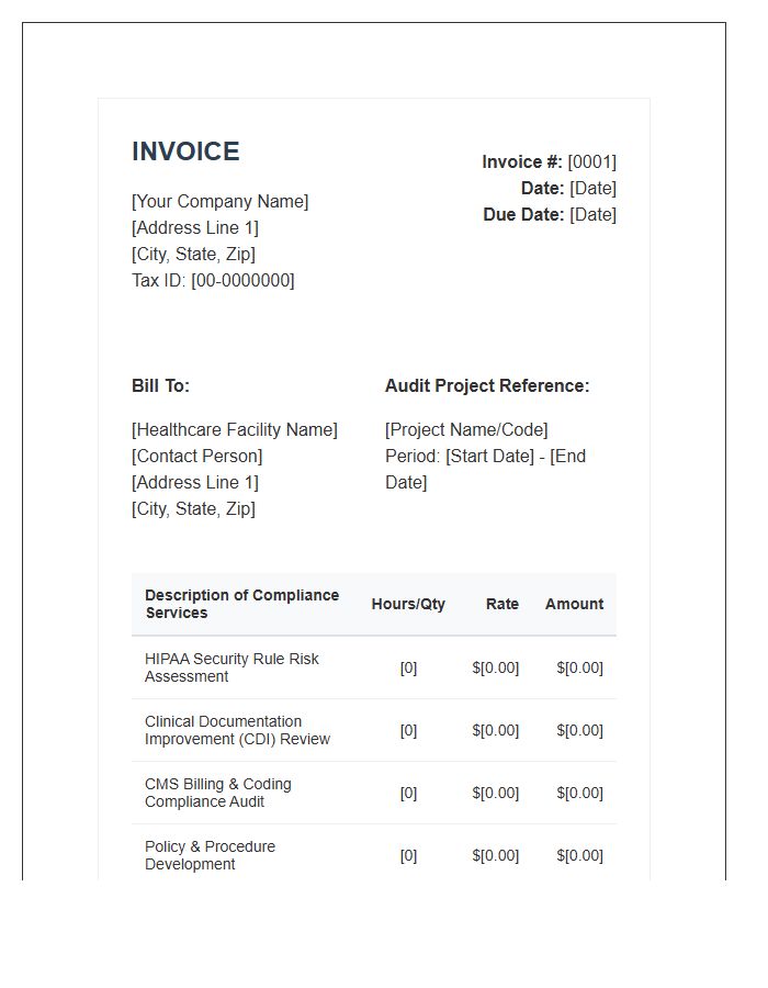 Healthcare Compliance Audit Invoice Template