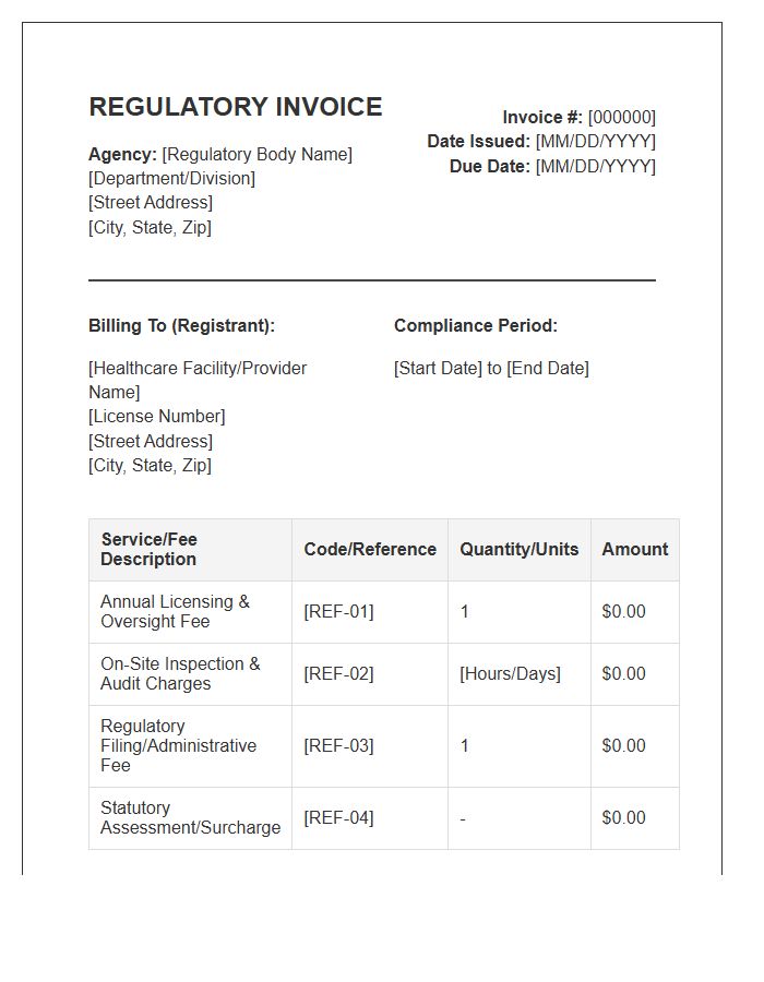 Healthcare Regulatory Oversight Invoice Template