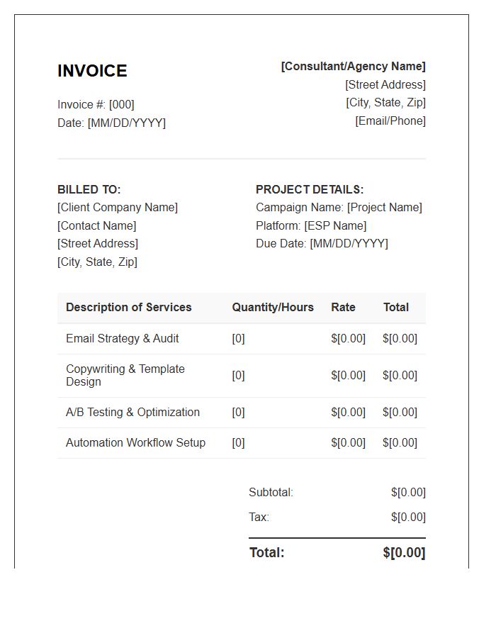 Email Marketing Campaign Consulting Invoice Template