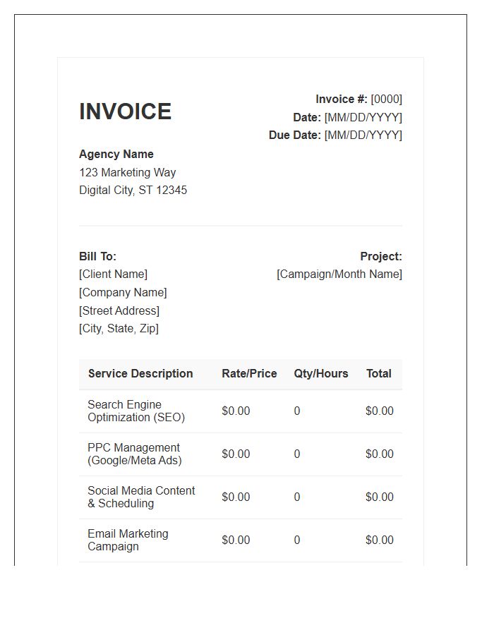 Full Service Digital Marketing Invoice Template