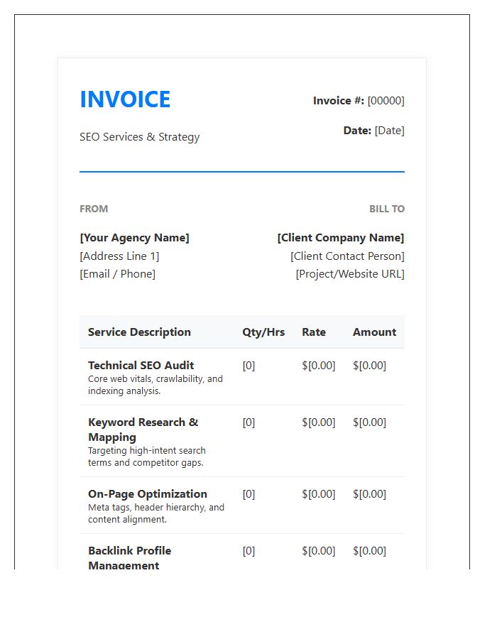 SEO Analysis And Optimization Invoice Template