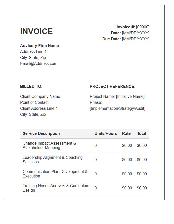 Change Management Advisory Invoice Template