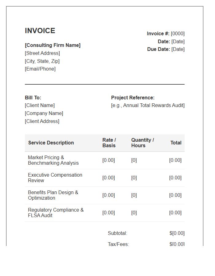 Compensation And Benefits Consulting Invoice Template