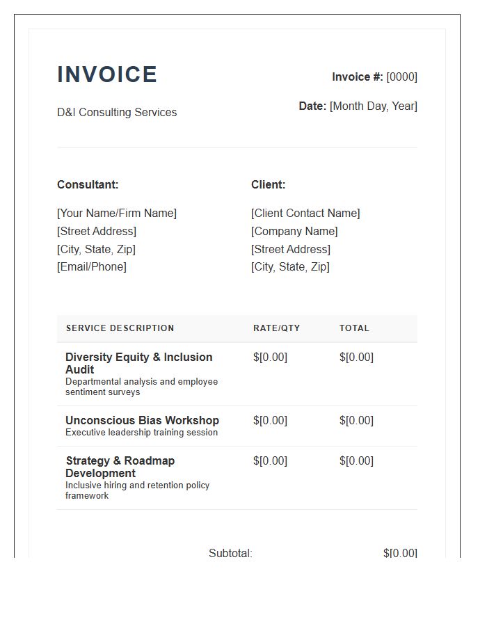Diversity And Inclusion Consulting Invoice Template