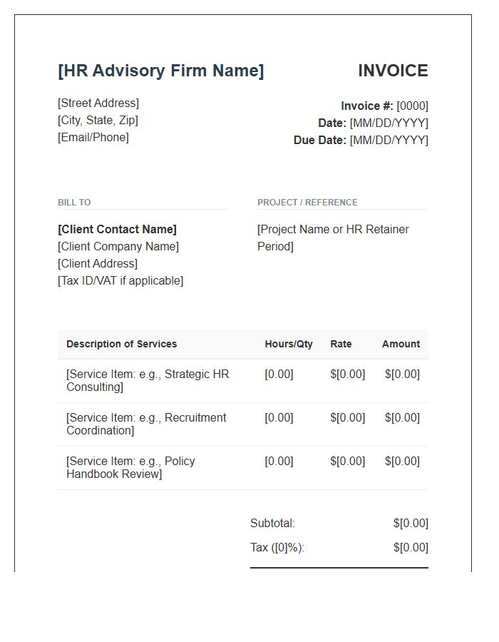 HR Advisory Services Invoice Template