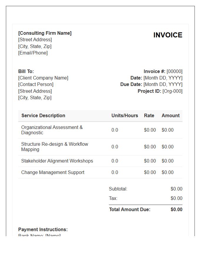 Organizational Design Consulting Invoice Template