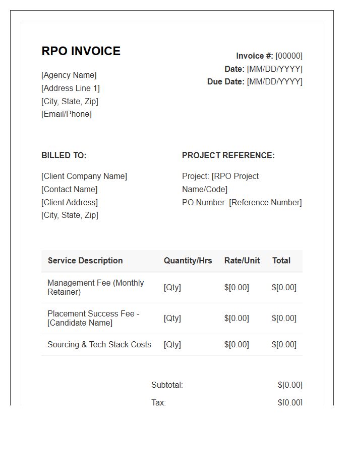 Recruitment Process Outsourcing Invoice Template