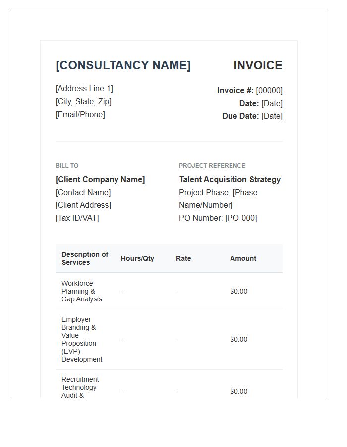 Talent Acquisition Strategy Invoice Template