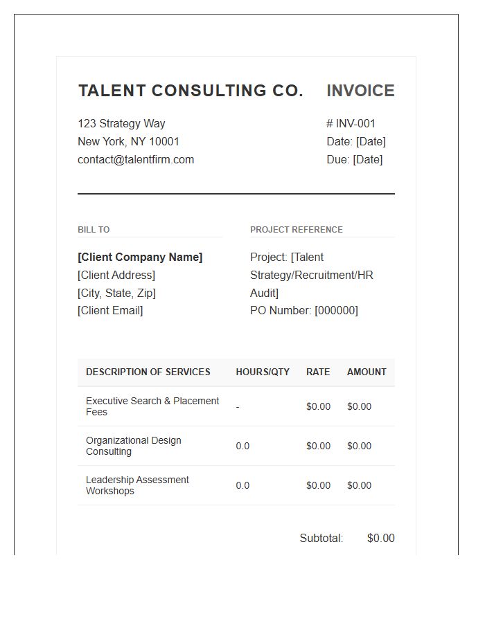 Talent Management Consulting Invoice Template