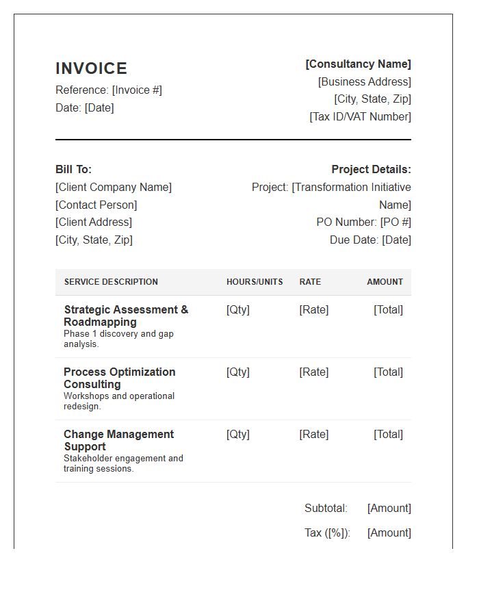 Business Transformation Consulting Services Invoice Template