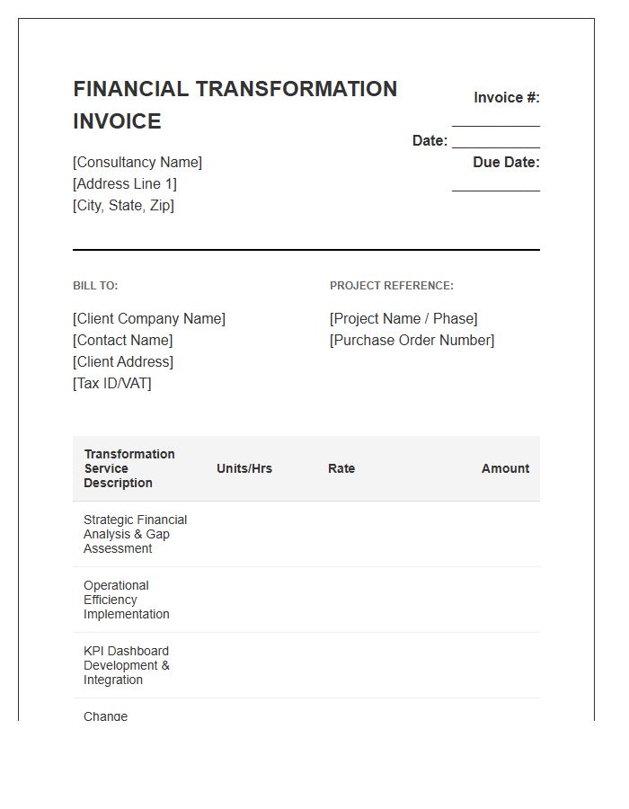 Financial Performance Business Transformation Invoice Template