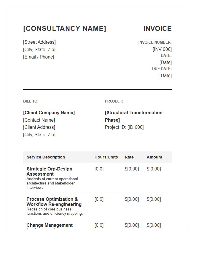 Structural Business Transformation Consulting Invoice Template