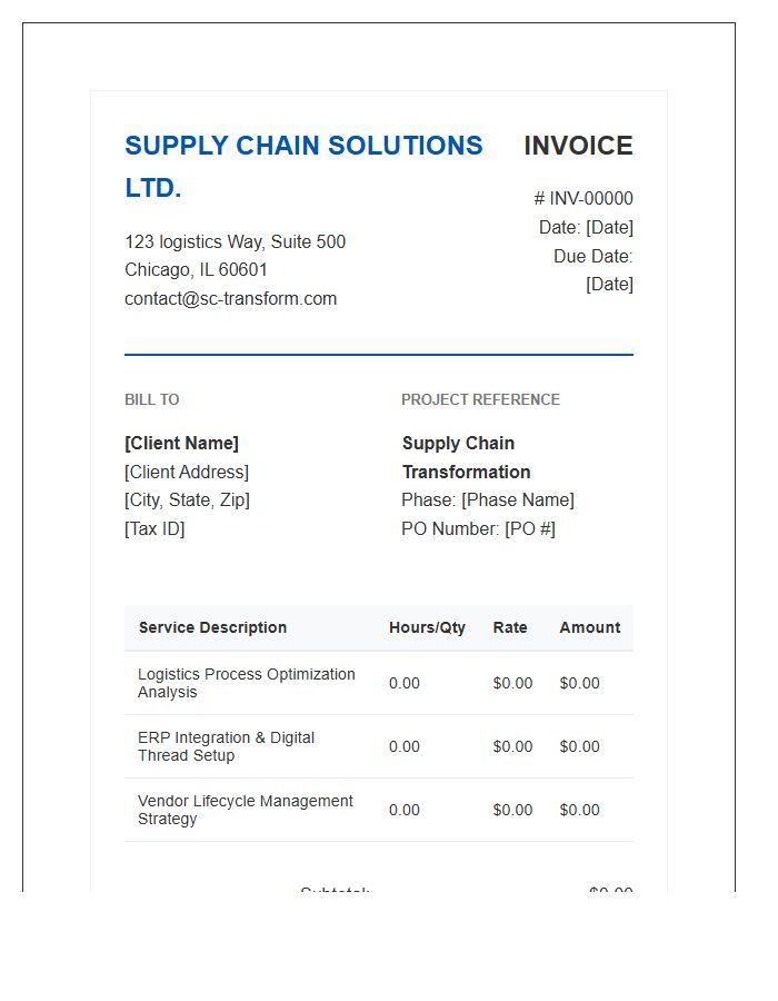 Supply Chain Business Transformation Invoice Template