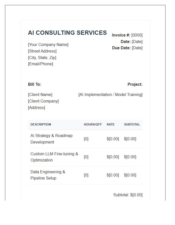 Artificial Intelligence Consulting Invoice Template