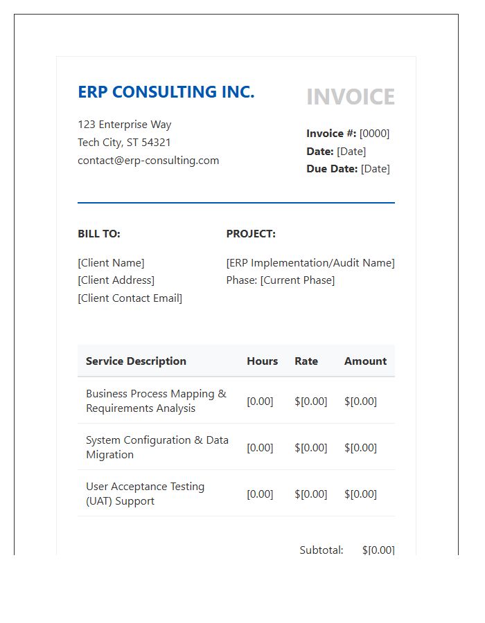 Enterprise Resource Planning Consulting Invoice Template