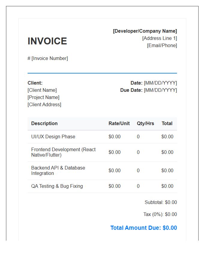 Mobile Application Development Invoice Template