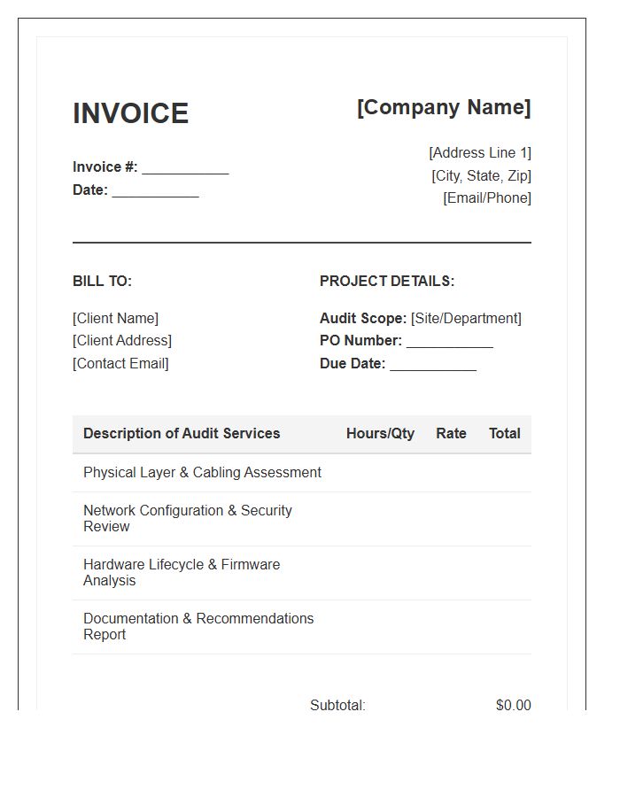 Network Infrastructure Audit Invoice Template