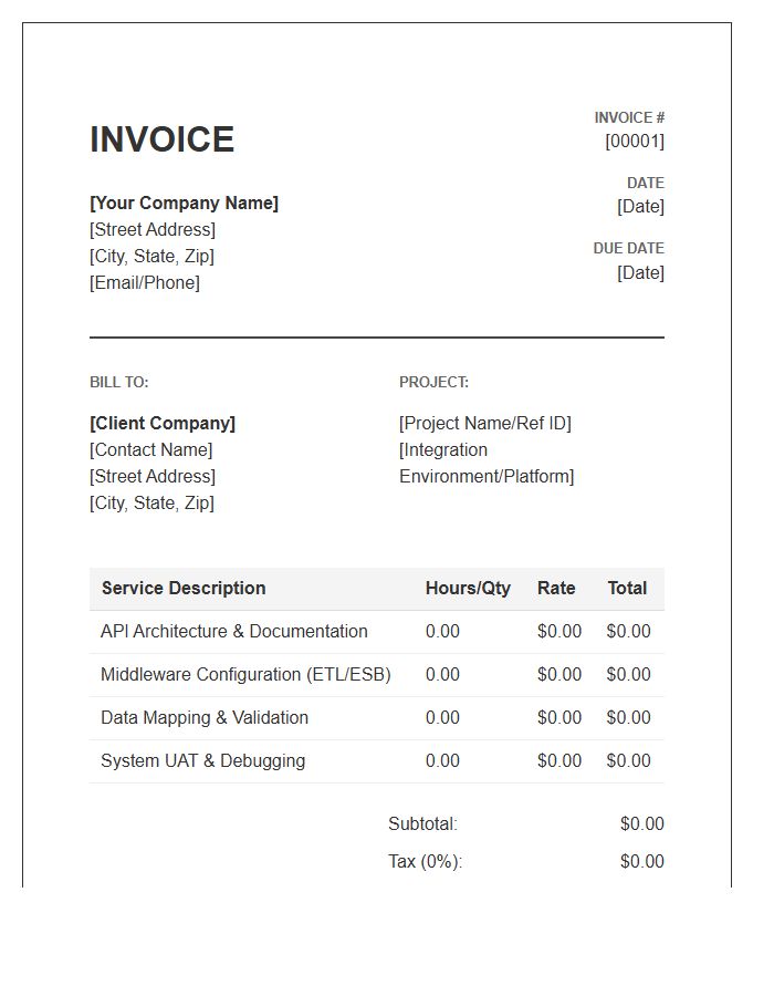 Systems Integration Specialist Invoice Template