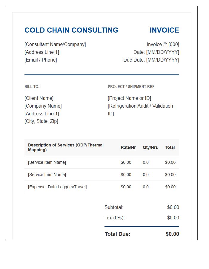 Cold Chain Logistics Consulting Invoice Template