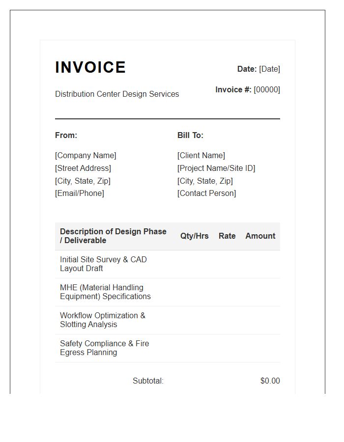 Distribution Center Design Invoice Template