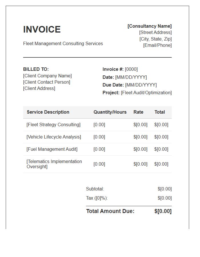 Fleet Management Consulting Invoice Template