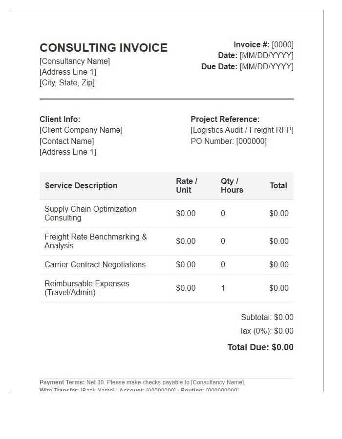 Freight Management Consulting Invoice Template