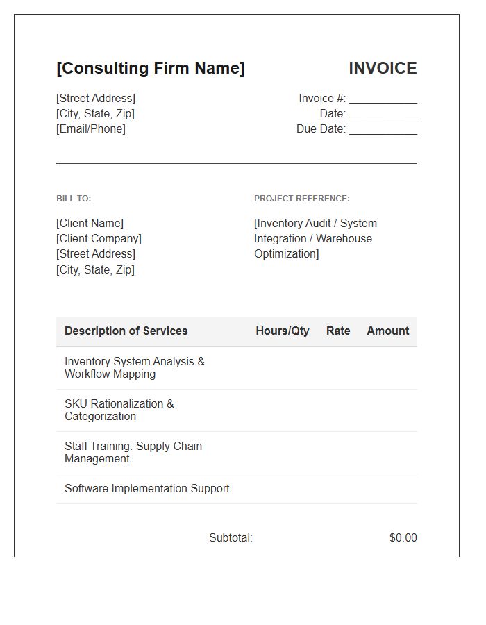 Inventory Management Consulting Invoice Template