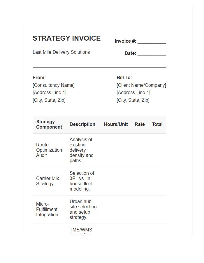 Last Mile Delivery Strategy Invoice Template