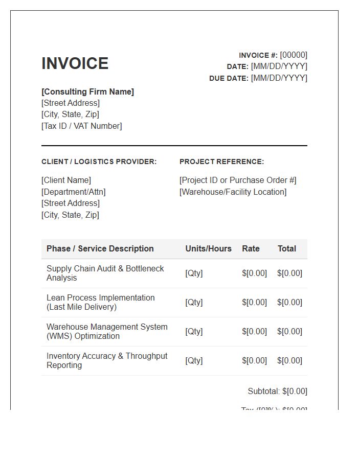 Logistics Process Improvement Invoice Template