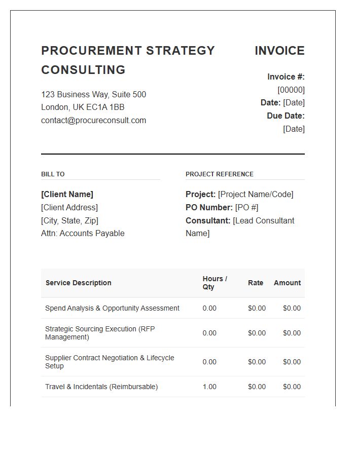 Procurement Strategy Consulting Invoice Template
