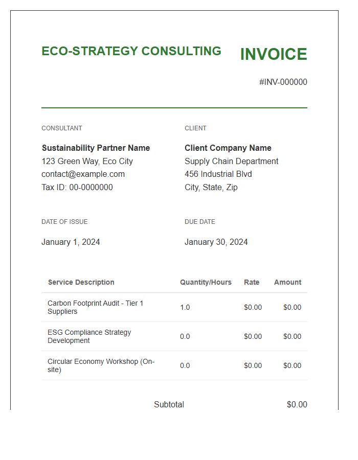 Sustainable Supply Chain Consulting Invoice Template