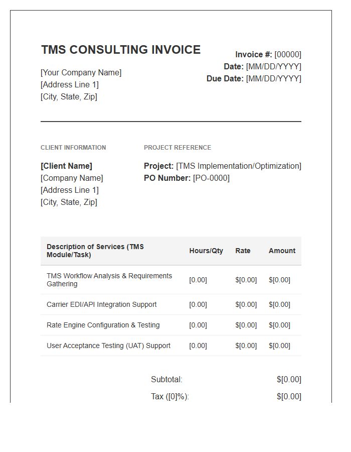 Transportation Management System Consulting Invoice Template