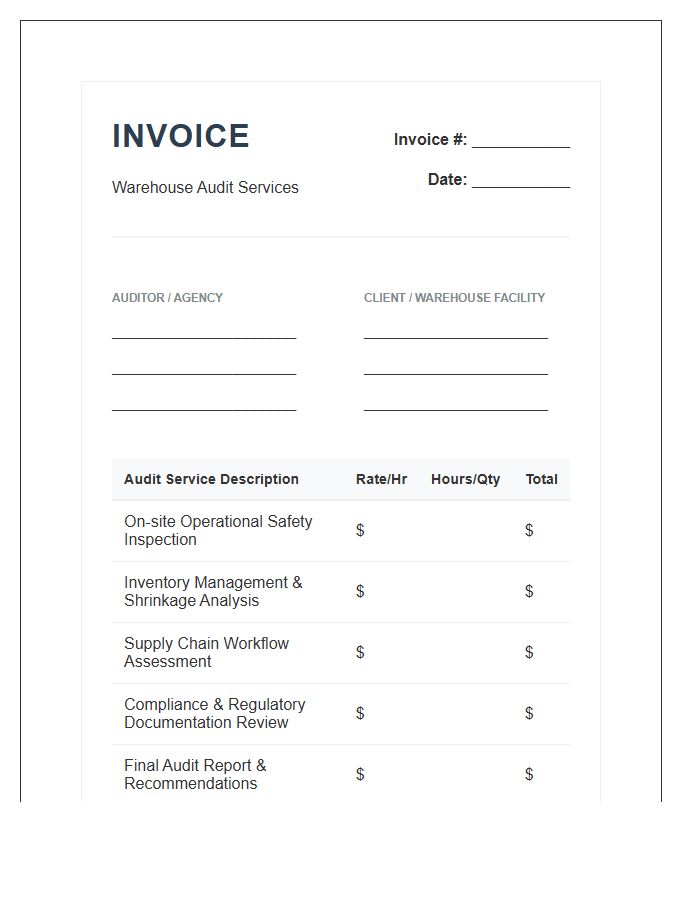 Warehouse Operations Audit Invoice Template
