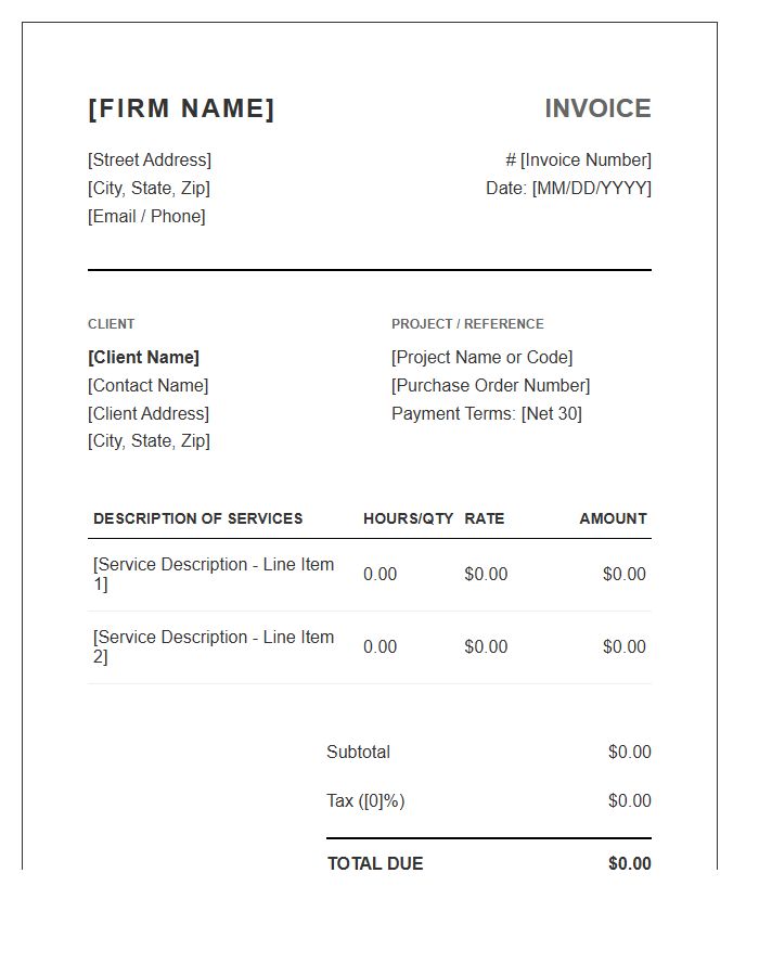 Boutique Consulting Firm Invoice Template
