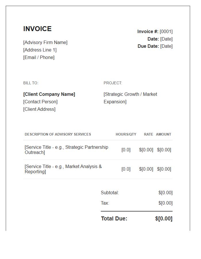 Business Development Advisory Invoice Template