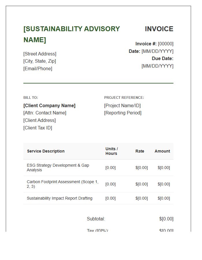 Business Sustainability Advisory Invoice Template
