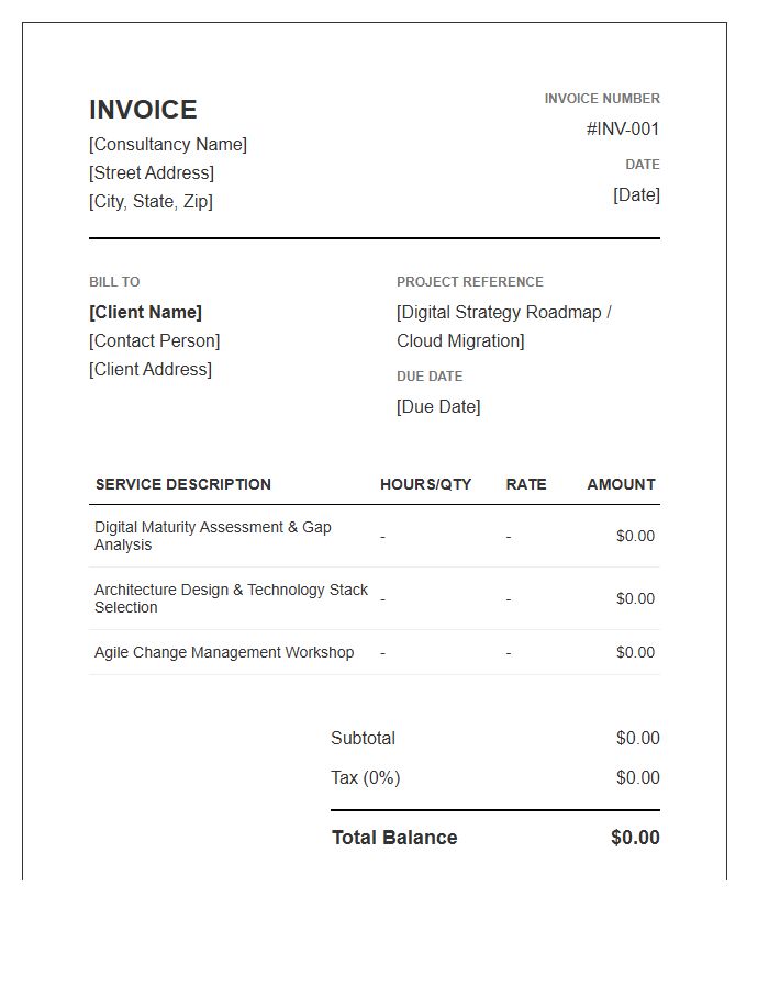 Digital Transformation Advisory Invoice Template