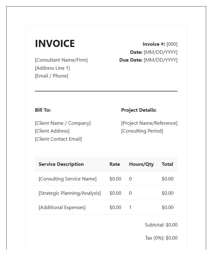 Entrepreneurial Consulting Services Invoice Template