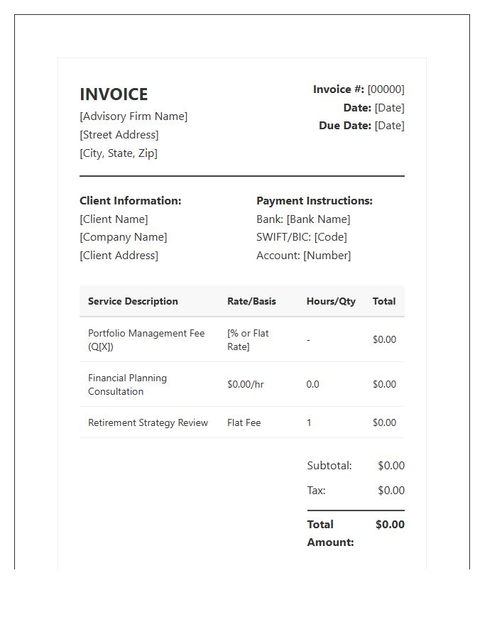 Financial Advisory Professional Invoice Template