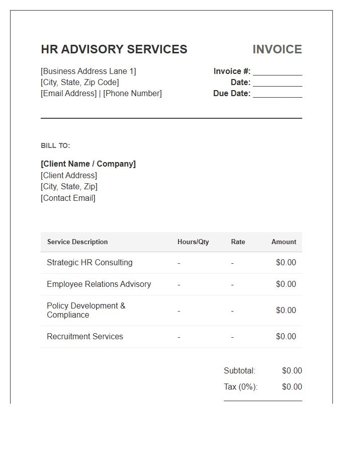 HR Advisory Services Invoice Template