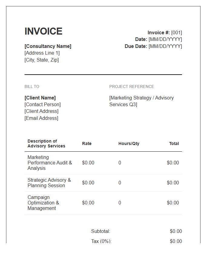 Marketing Advisory Consulting Invoice Template