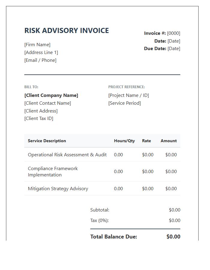 Risk Management Advisory Invoice Template