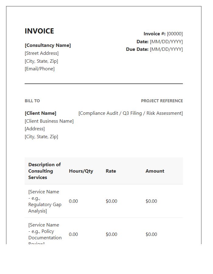 Small Business Compliance Consulting Invoice Template
