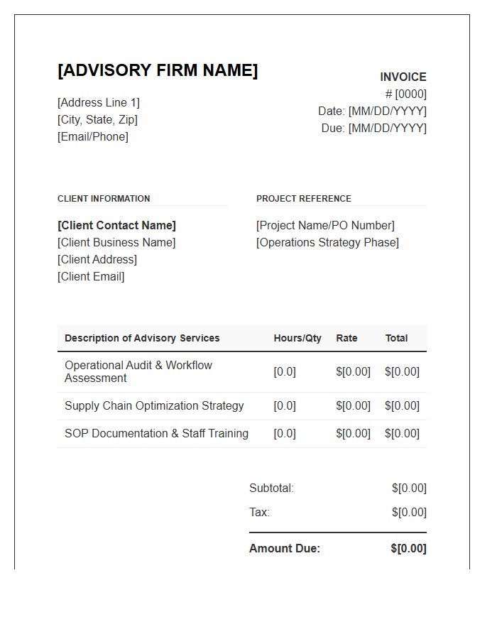 Small Business Operations Advisory Invoice Template