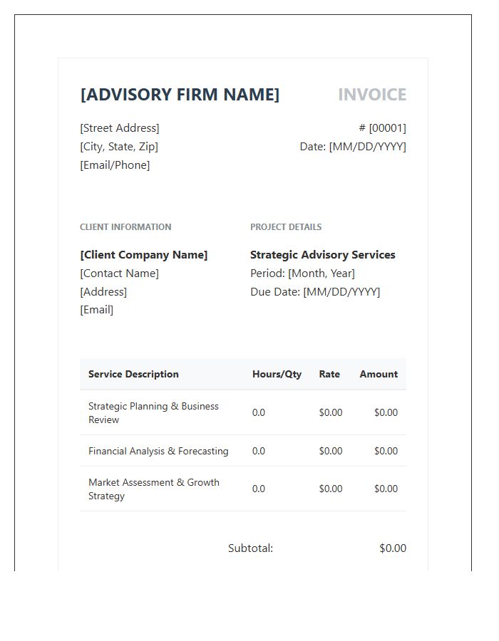Small Business Strategic Advisory Invoice Template