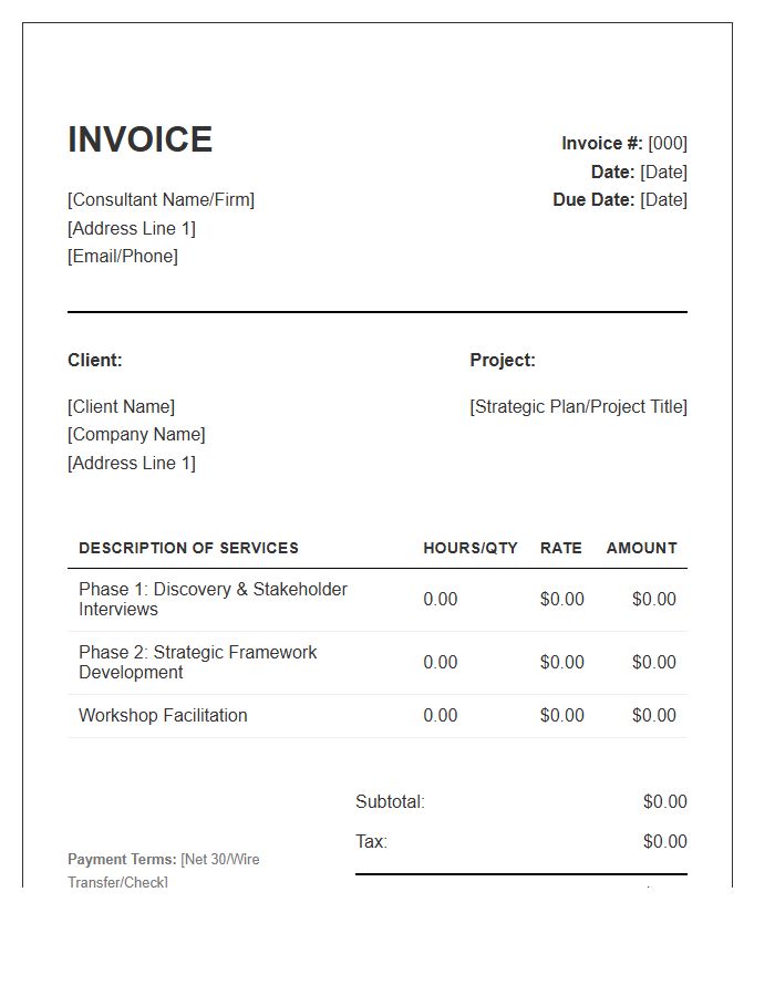 Strategic Planning Consultant Invoice Template
