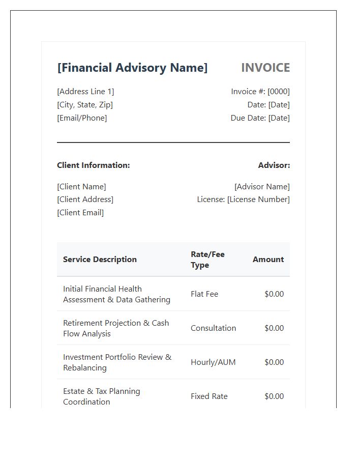 Comprehensive Financial Planning Invoice Template