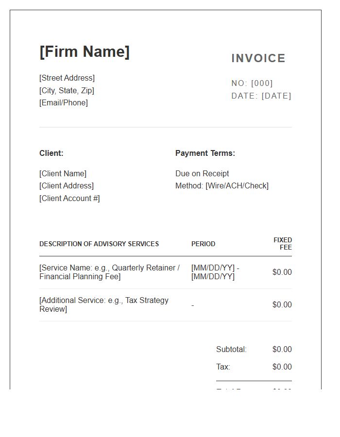 Fixed Fee Financial Advisory Invoice Template