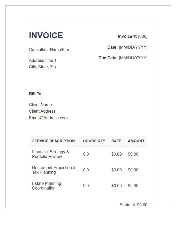 Independent Financial Planning Consulting Invoice Template