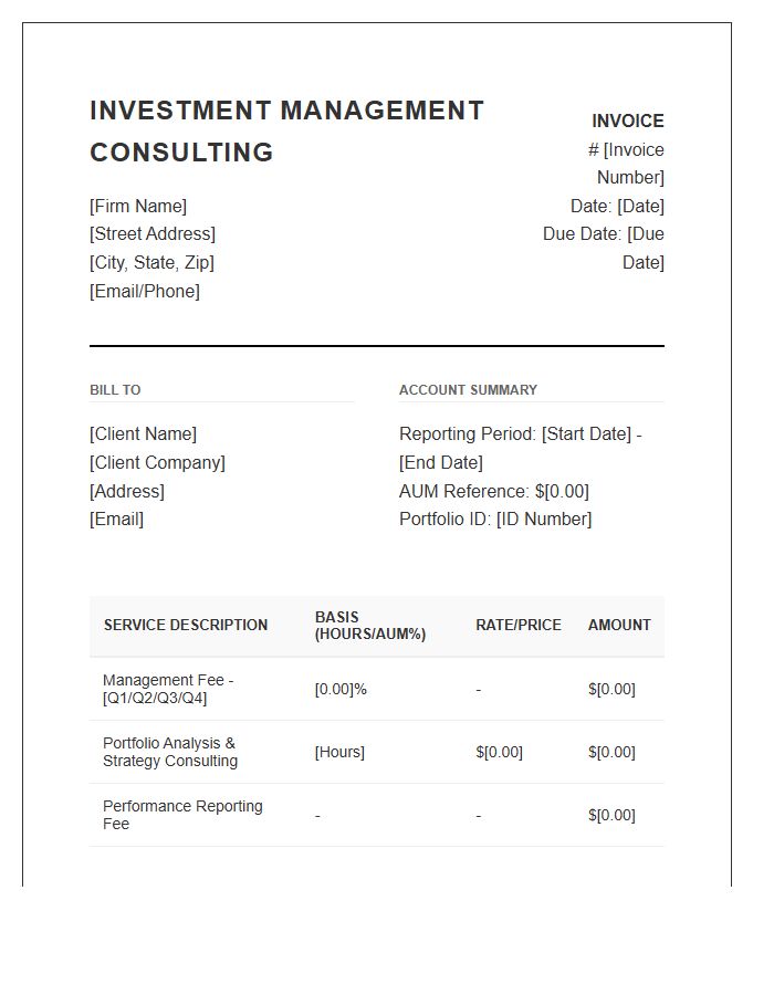 Investment Management Consulting Invoice Template